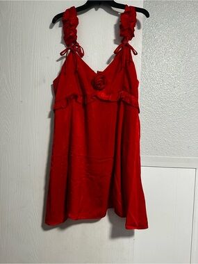 Wild Fable Red Ruffled Strap Satin Dress